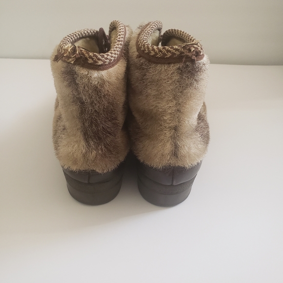 SNOWLAND Brown Faux Fur Sherpa Booties Size 8 - Picture 8 of 11